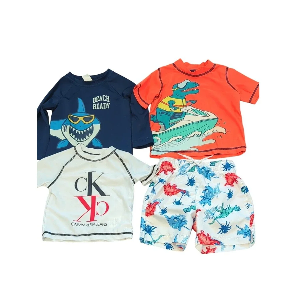 Boys Swim Bundle Rash Gaurds & Swim Trunks‎ size 12-18 Months